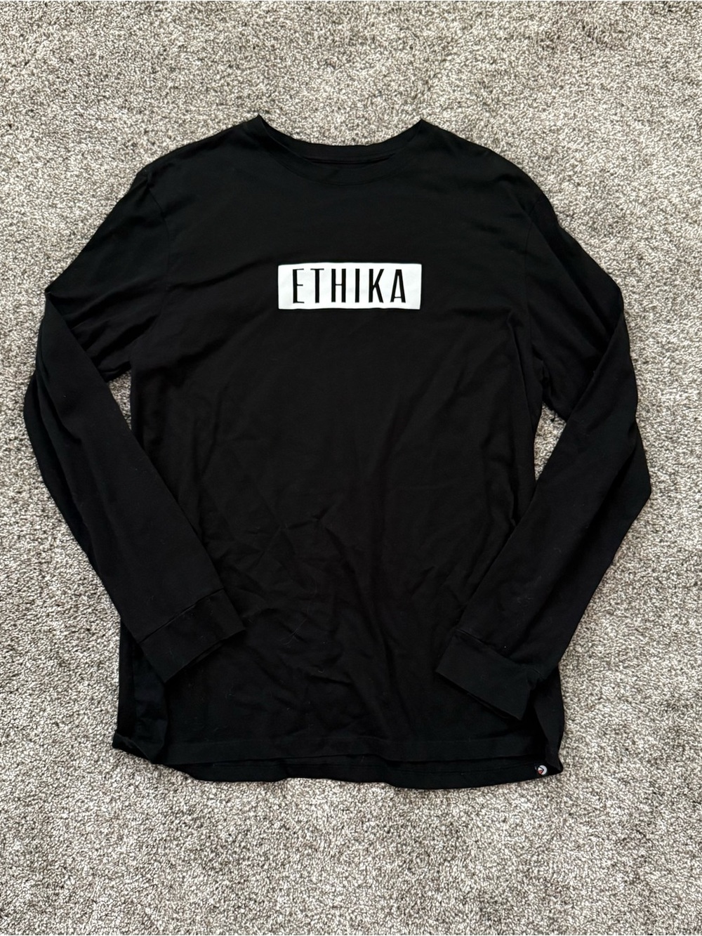 Ethika Black Long Sleeve Tee with White Logo
